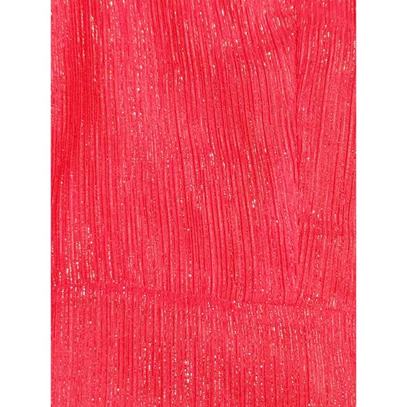 Altar'd State Mini Dress Long Sleeve Faux Wrap Tie Waist Red Sparkle Womens M - Picture 4 of 8